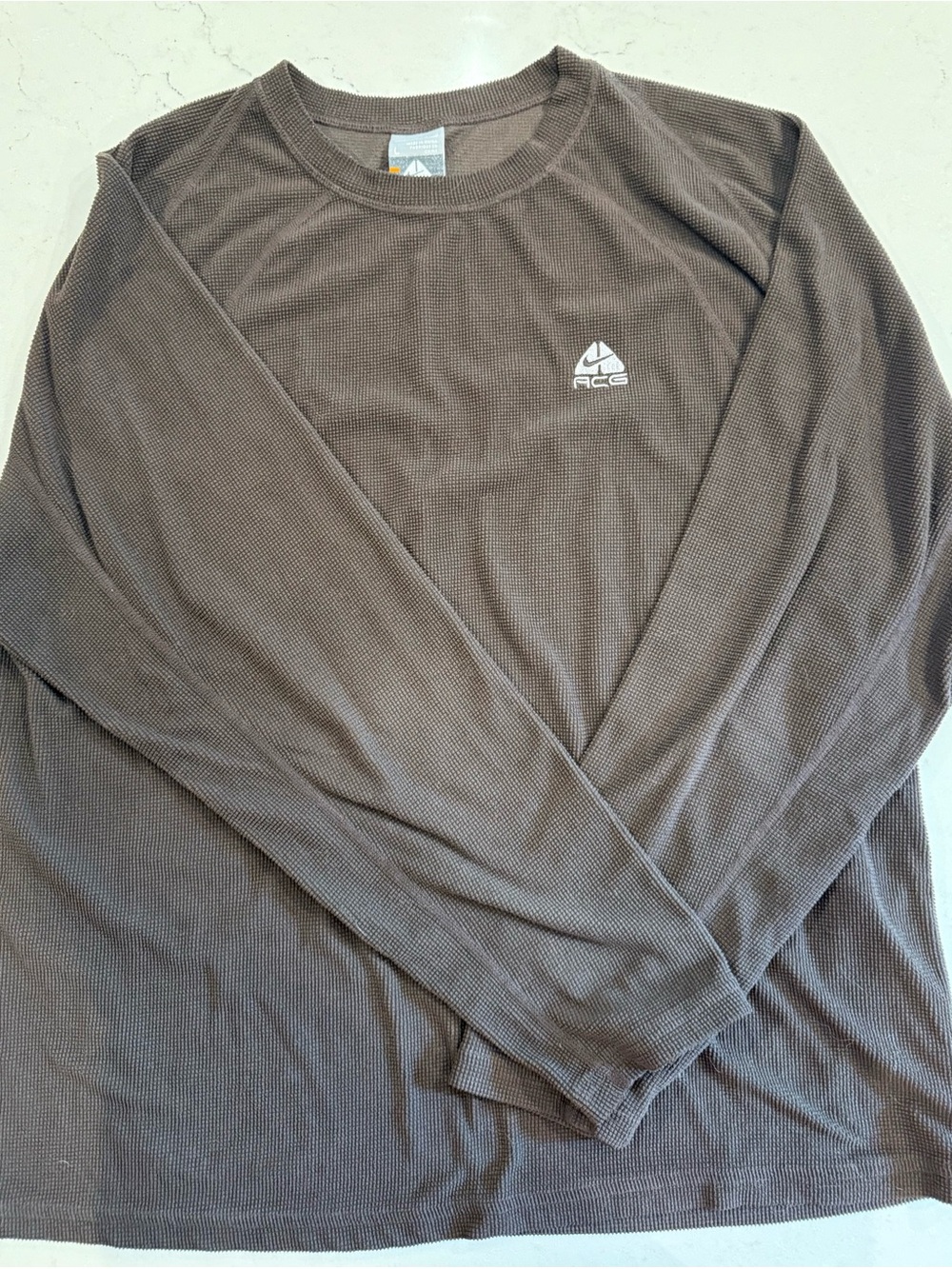 Nike ACG Long-Sleeve Waffle Knit Crew in Brown. Large.